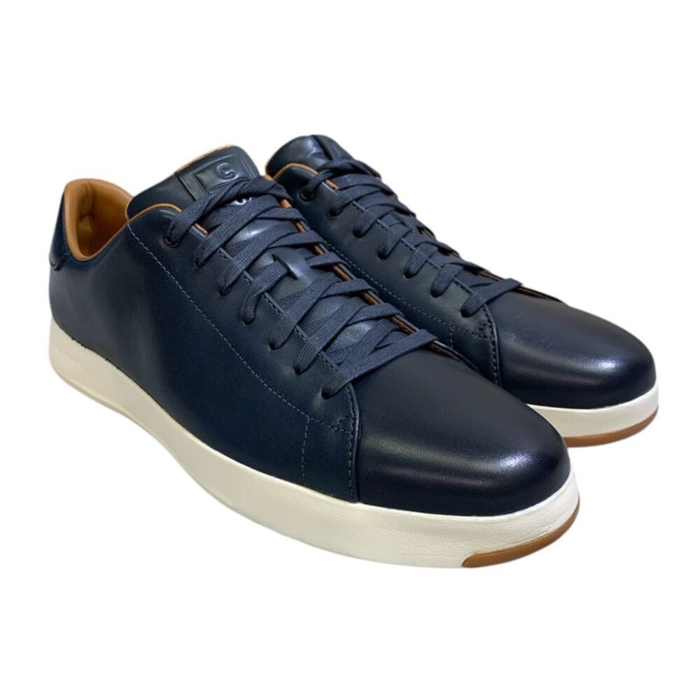 Men's Navy Leather Low-Top Sneakers - Classic Casual